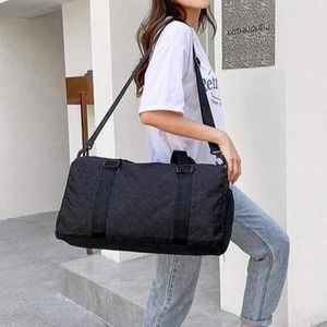 Textured Checkered Travel Duffel Weekender Black on Black